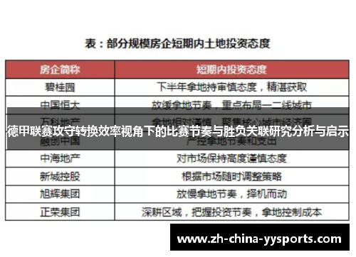 德甲联赛攻守转换效率视角下的比赛节奏与胜负关联研究分析与启示